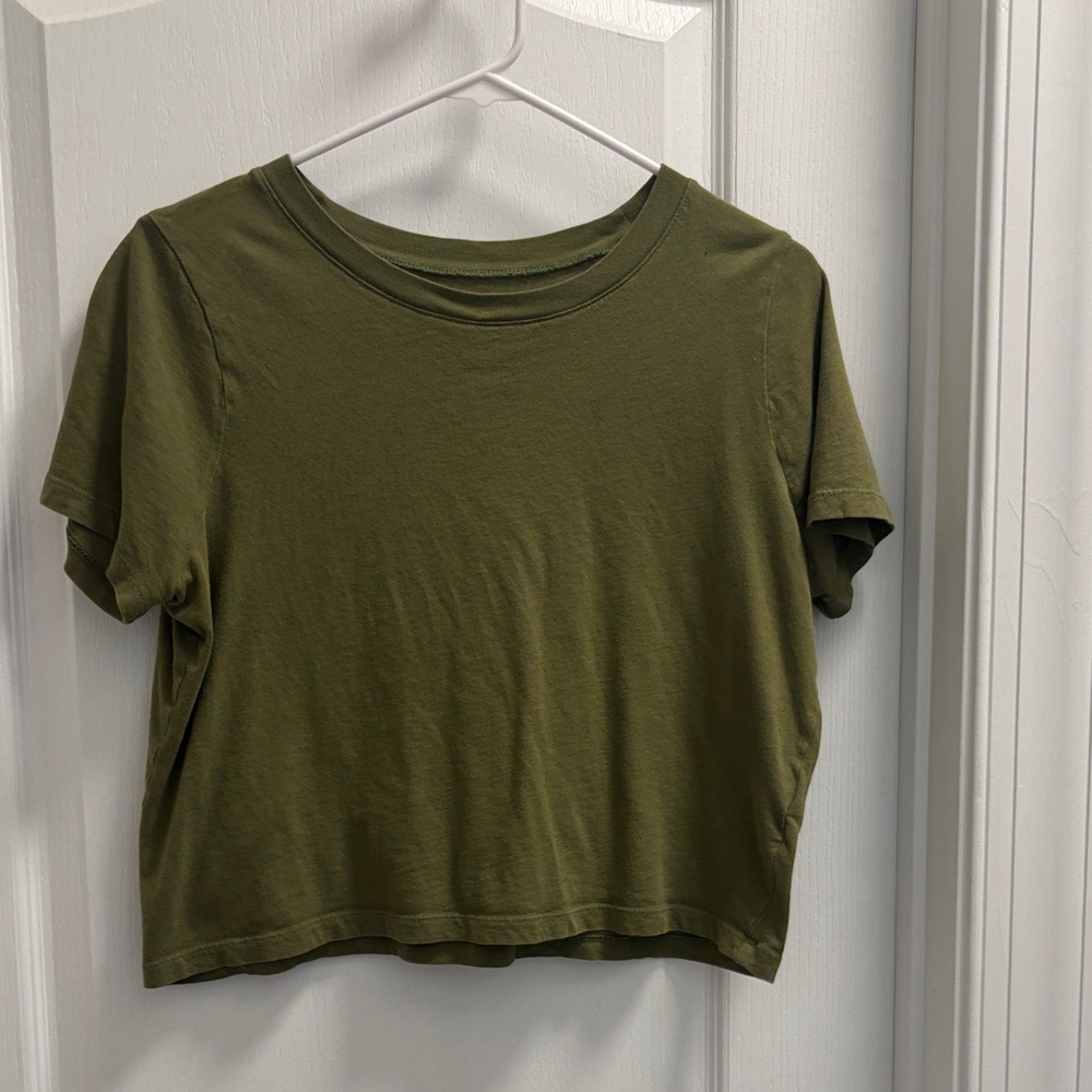 Madewell Olive Short Sleeve Crop Top